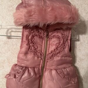 Little Lass Pink Quilted Vest with Fluffy Trim